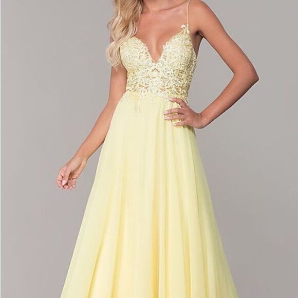 Dave & Johnny Yellow Prom Dress - Picture 1 of 16